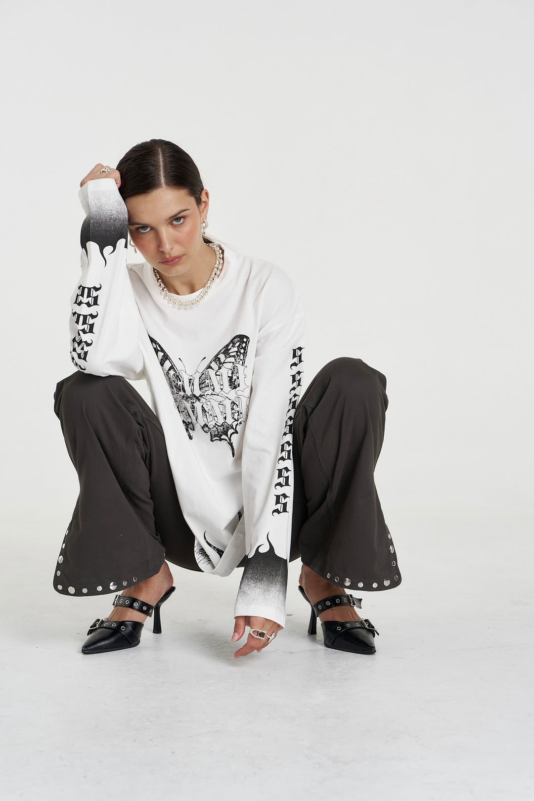 SUMMI SUMMI Womens Eden Long Sleeve Tee in Lily White