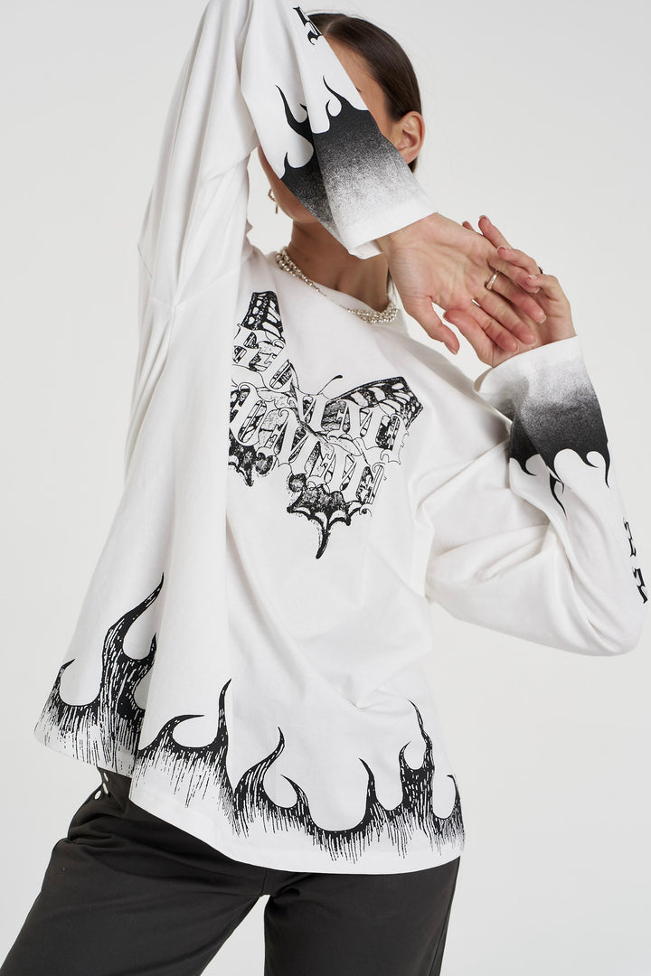 SUMMI SUMMI Womens Eden Long Sleeve Tee in Lily White