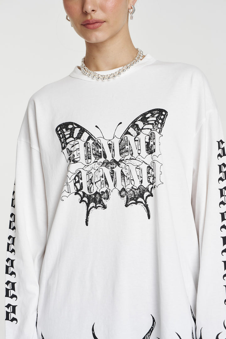 SUMMI SUMMI Womens Eden Long Sleeve Tee in Lily White