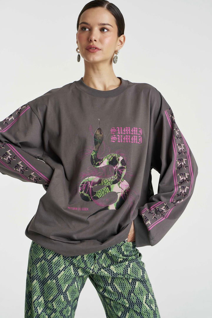 SUMMI SUMMI Womens Eden Long Sleeve Tee in Shadow, WOMENS TEES & TANKS, SUMMI SUMMI, Elwood 101