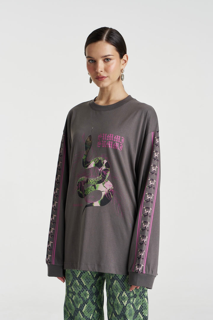 SUMMI SUMMI Womens Eden Long Sleeve Tee in Shadow, WOMENS TEES & TANKS, SUMMI SUMMI, Elwood 101