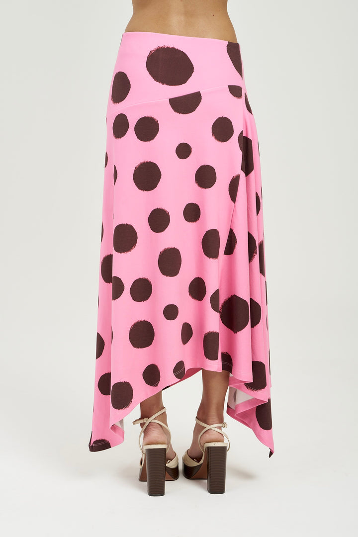 SUMMI SUMMI Womens Frenchie Midi Skirt in Big Dotti Pink, WOMENS SKIRTS, SUMMI SUMMI, Elwood 101