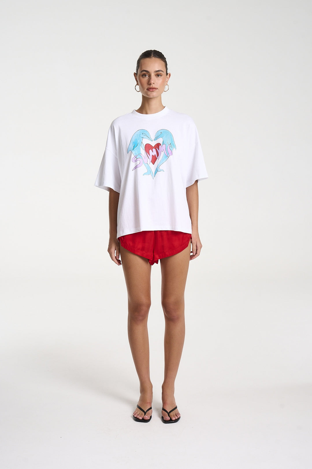 SUMMI SUMMI Womens I Heart Dolphins Tee in White, , SUMMI SUMMI, Elwood 101