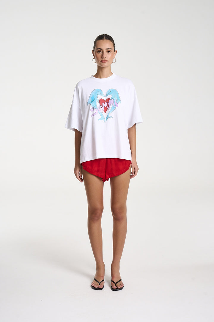 SUMMI SUMMI Womens I Heart Dolphins Tee in White, , SUMMI SUMMI, Elwood 101