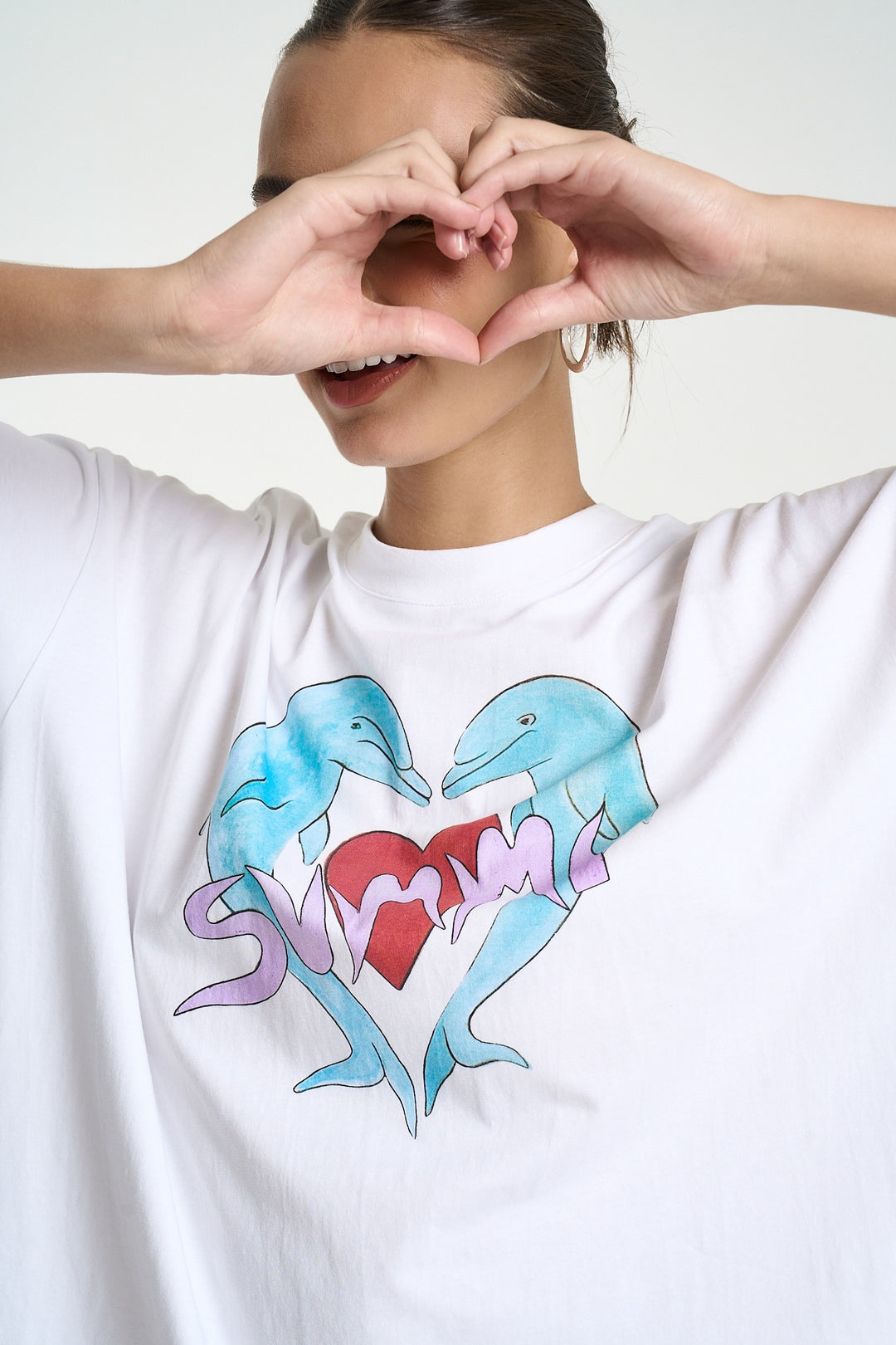 SUMMI SUMMI Womens I Heart Dolphins Tee in White, , SUMMI SUMMI, Elwood 101