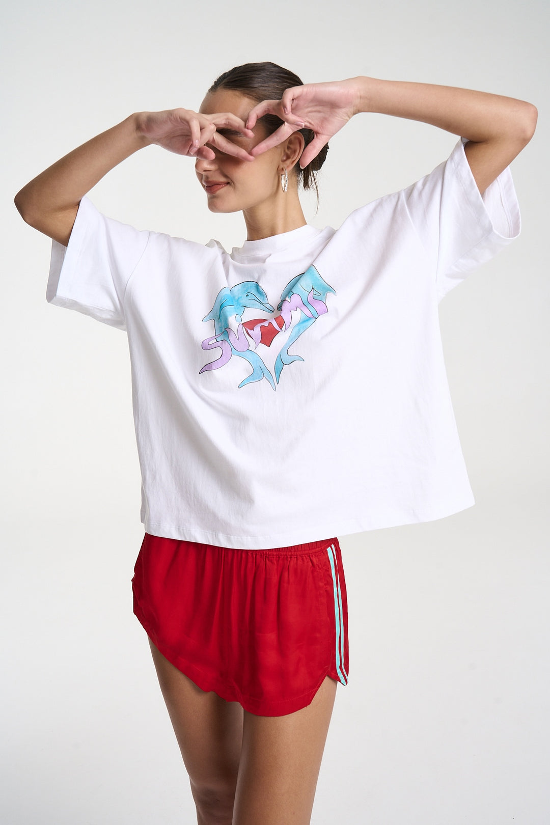 SUMMI SUMMI Womens I Heart Dolphins Tee in White, , SUMMI SUMMI, Elwood 101