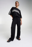 SUMMI SUMMI Womens Knit LinenTee - Black w Cream Stripe, WOMENS TOPS & SHIRTS, SUMMI SUMMI, Elwood 101