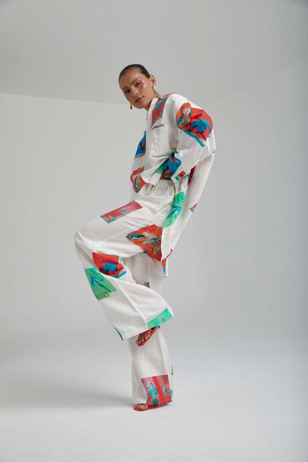 SUMMI SUMMI Womens Long Sleeve Oversize Linen Shirt - Montage White, WOMENS TOPS & SHIRTS, SUMMI SUMMI, Elwood 101