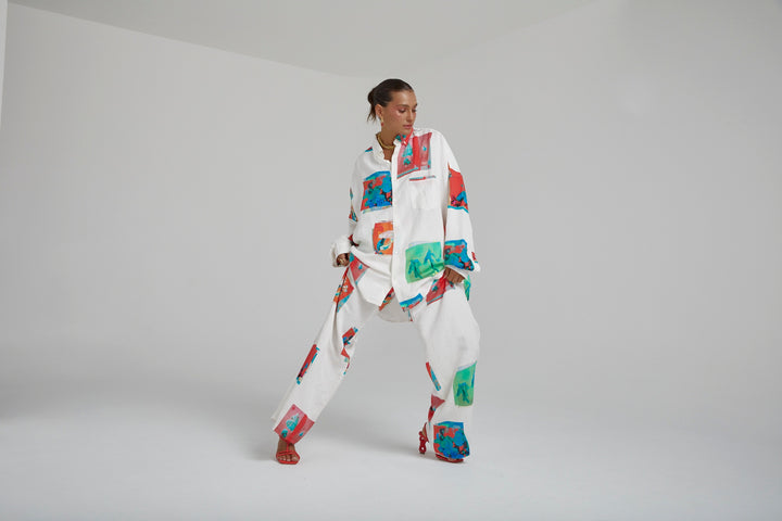 SUMMI SUMMI Womens Long Sleeve Oversize Linen Shirt - Montage White, WOMENS TOPS & SHIRTS, SUMMI SUMMI, Elwood 101