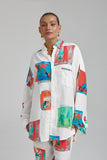 SUMMI SUMMI Womens Long Sleeve Oversize Linen Shirt - Montage White, WOMENS TOPS & SHIRTS, SUMMI SUMMI, Elwood 101