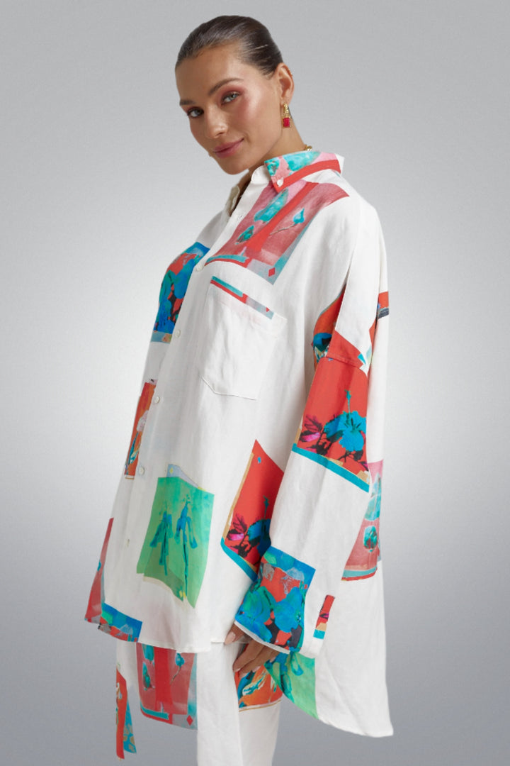 SUMMI SUMMI Womens Long Sleeve Oversize Linen Shirt - Montage White, WOMENS TOPS & SHIRTS, SUMMI SUMMI, Elwood 101