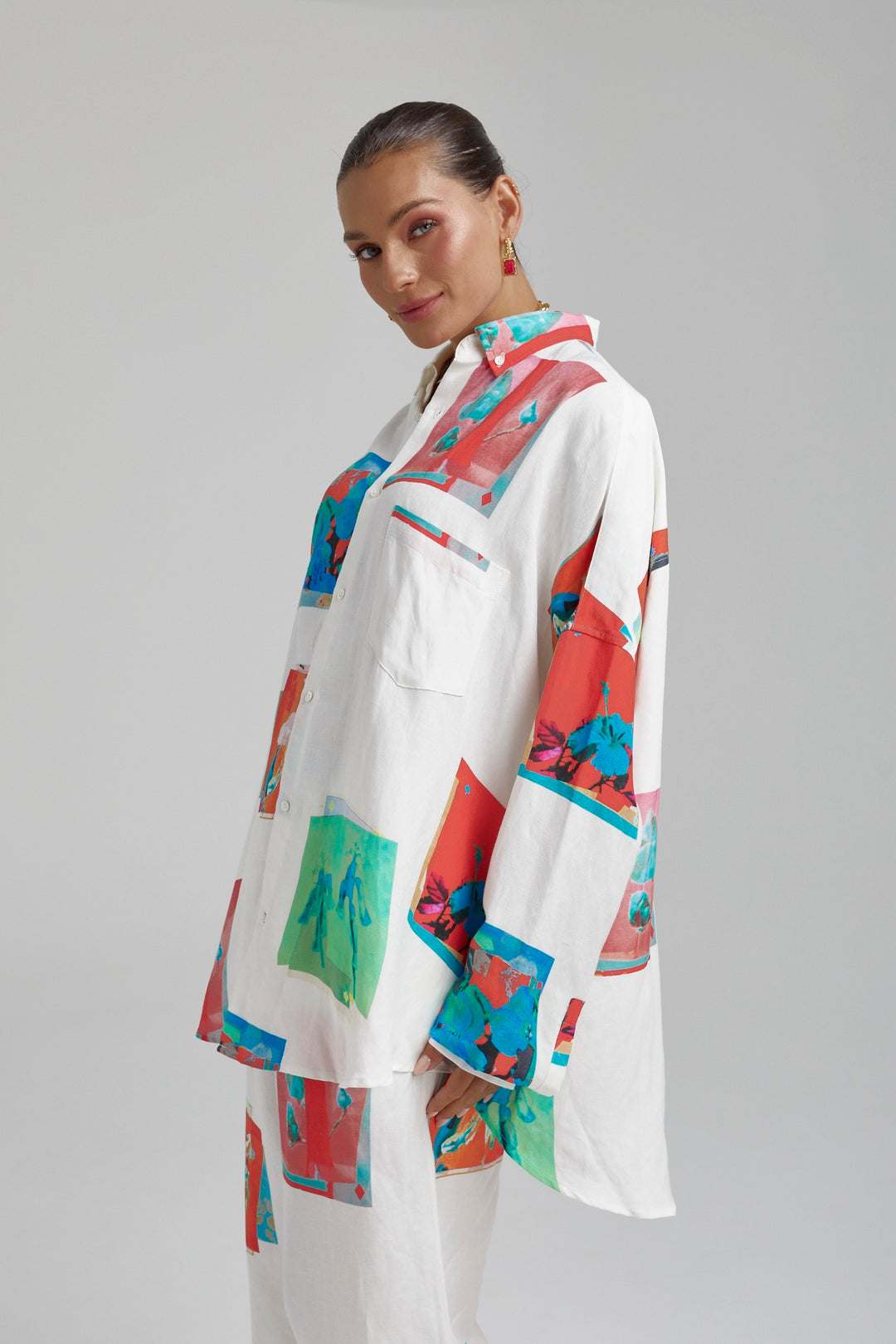 SUMMI SUMMI Womens Long Sleeve Oversize Linen Shirt - Montage White, WOMENS TOPS & SHIRTS, SUMMI SUMMI, Elwood 101