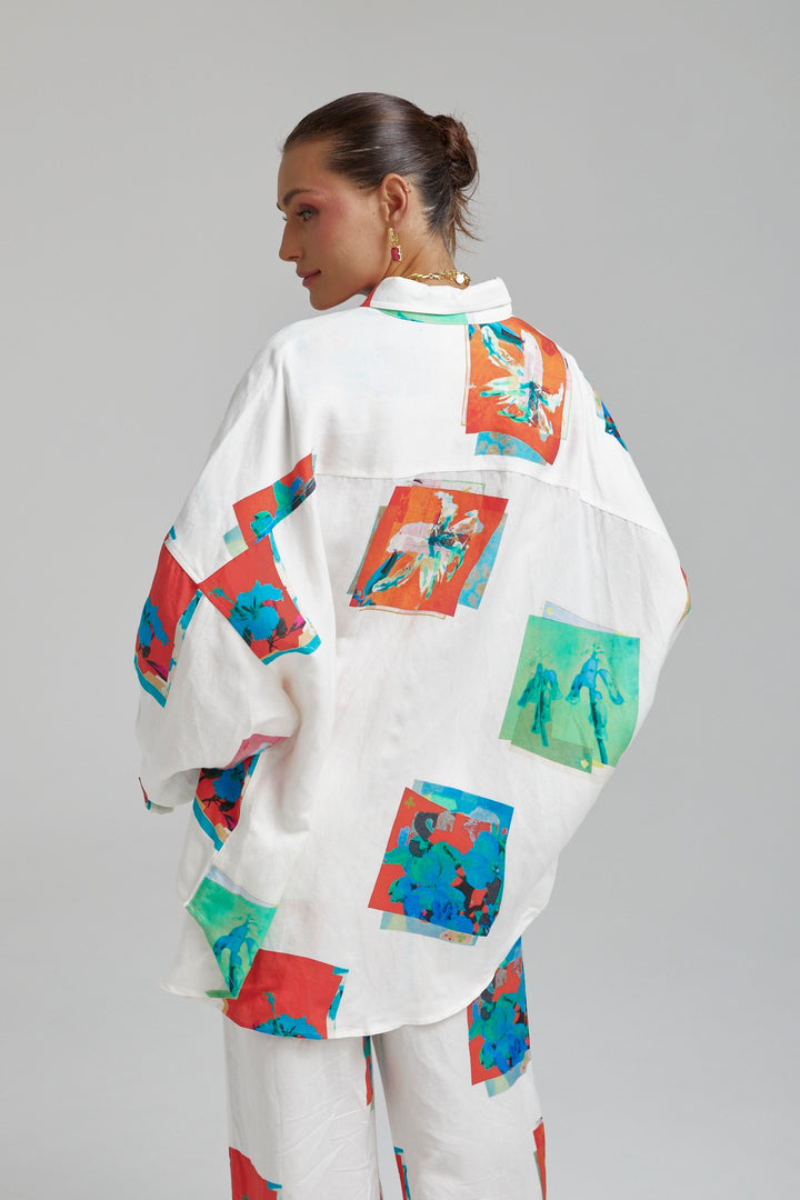 SUMMI SUMMI Womens Long Sleeve Oversize Linen Shirt - Montage White, WOMENS TOPS & SHIRTS, SUMMI SUMMI, Elwood 101