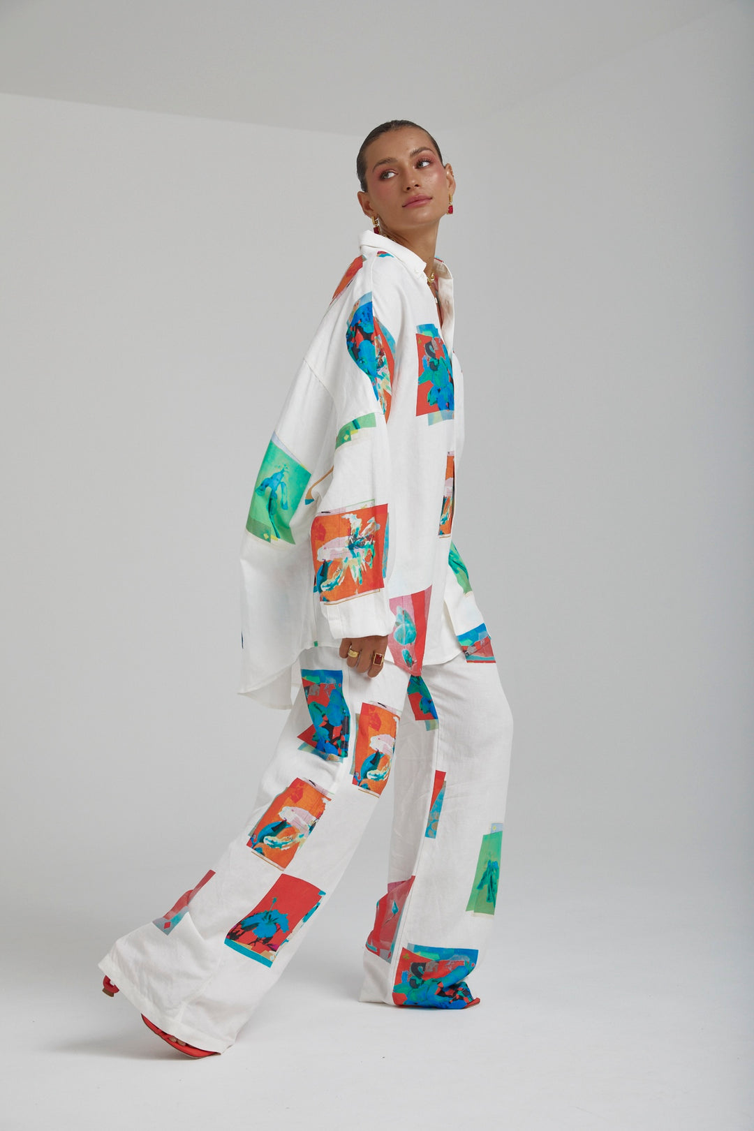 SUMMI SUMMI Womens Long Sleeve Oversize Linen Shirt - Montage White, WOMENS TOPS & SHIRTS, SUMMI SUMMI, Elwood 101