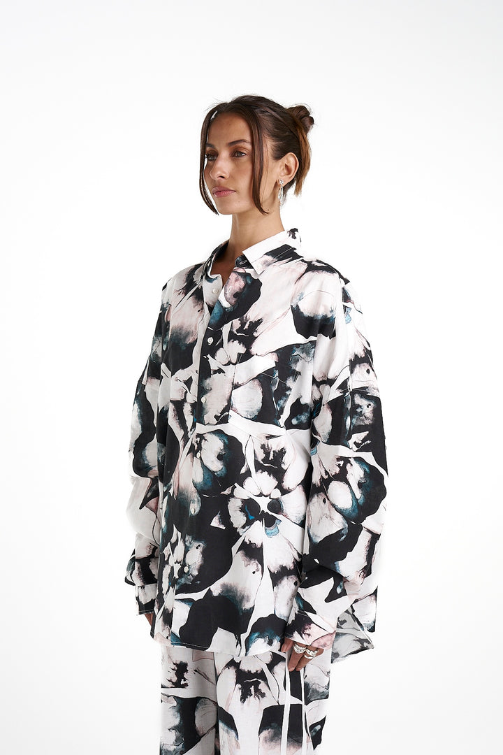 SUMMI SUMMI Womens Long Sleeve Oversized Linen Shirt - Everlast, WOMENS TOPS & SHIRTS, SUMMI SUMMI, Elwood 101