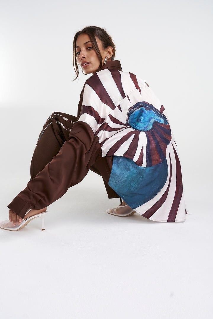 SUMMI SUMMI Womens Long Sleeve Oversized Shirt - Nautilus, WOMENS TOPS & SHIRTS, SUMMI SUMMI, Elwood 101