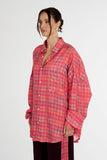 SUMMI SUMMI Womens Long Sleeve Oversized Shirt - Neon Plaid