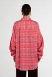 SUMMI SUMMI Womens Long Sleeve Oversized Shirt - Neon Plaid