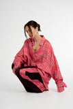 SUMMI SUMMI Womens Long Sleeve Oversized Shirt - Neon Plaid