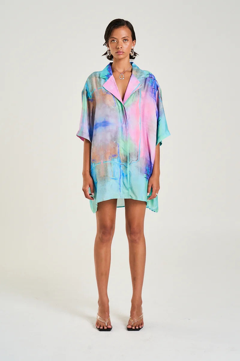 SUMMI SUMMI Womens Luka Shirt Dress in H20 Print