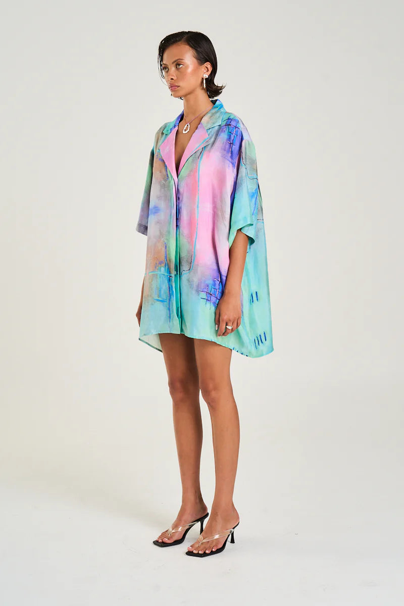 SUMMI SUMMI Womens Luka Shirt Dress in H20 Print