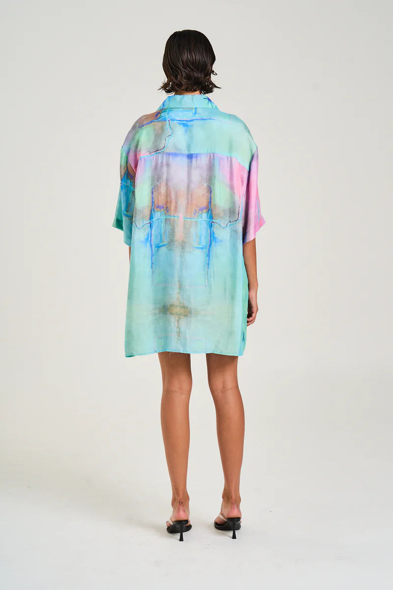 SUMMI SUMMI Womens Luka Shirt Dress in H20 Print
