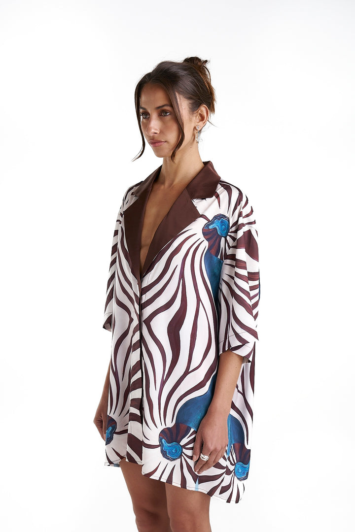 SUMMI SUMMI Womens Luka Shirt Dress with Collar - Nautilus, WOMENS DRESSES, SUMMI SUMMI, Elwood 101