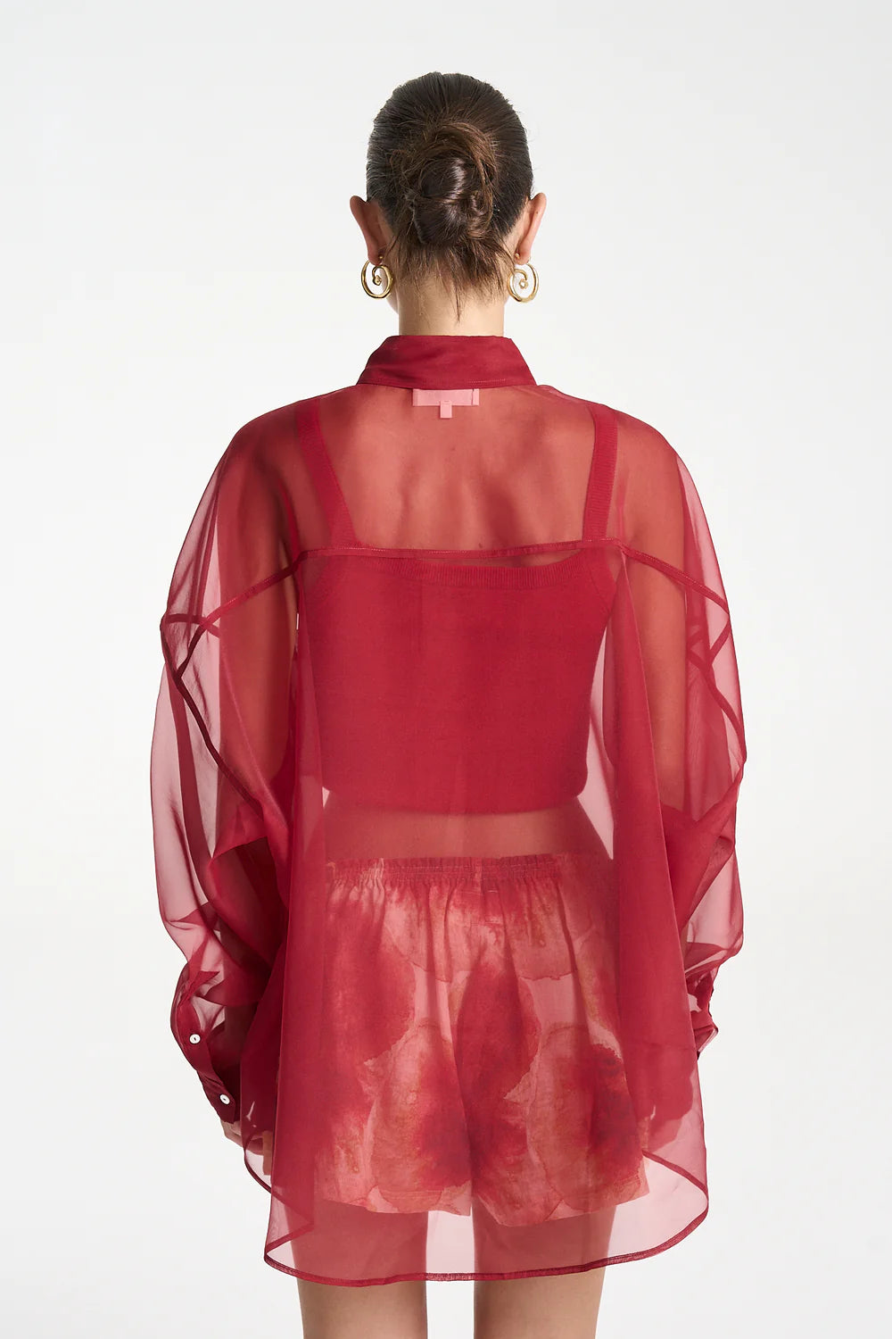 SUMMI SUMMI Womens Mercurio Silk Shirt in Carmine Red