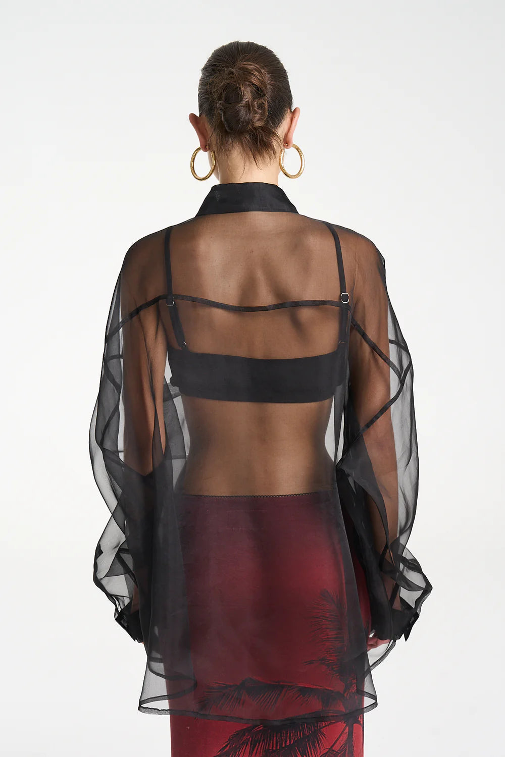 SUMMI SUMMI Womens Mercurio Silk Shirt in Midnight Black