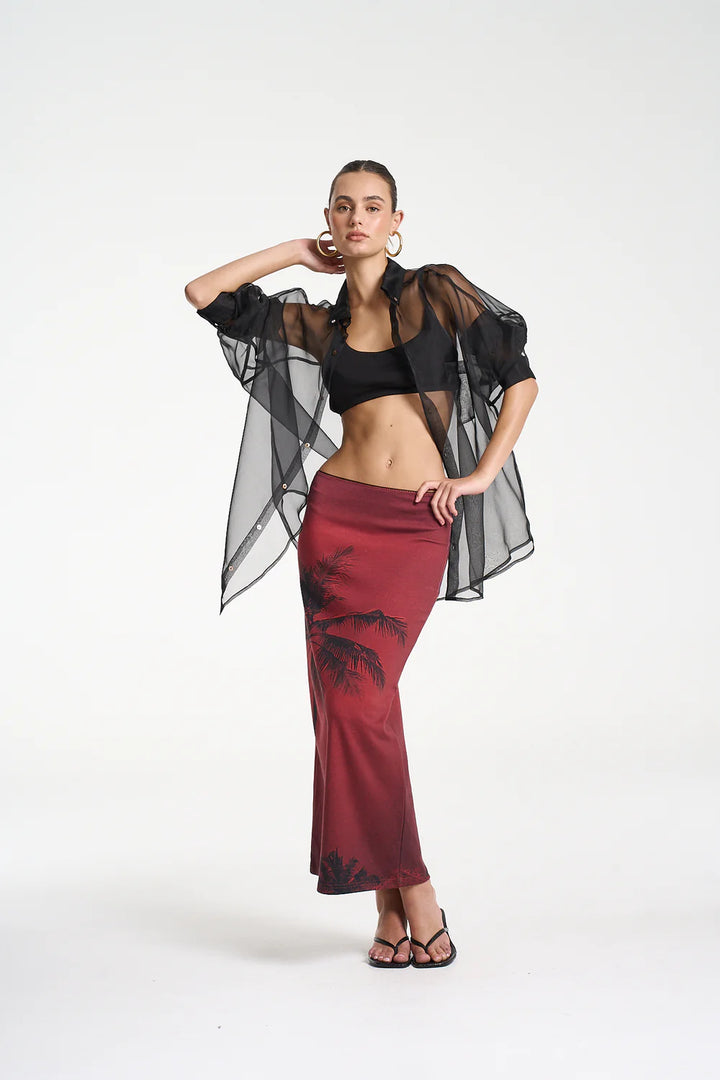 SUMMI SUMMI Womens Mercurio Silk Shirt in Midnight Black