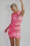 SUMMI SUMMI Womens Mesh Ruched Mini Dress - Hibiscus, WOMENS DRESSES, SUMMI SUMMI, Elwood 101