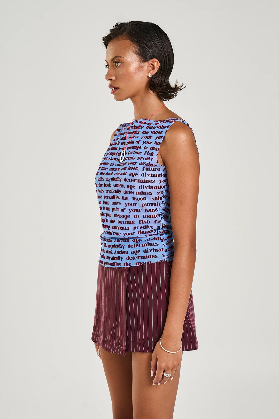 SUMMI SUMMI Womens Mesh Tank Fortune Teller Lotus