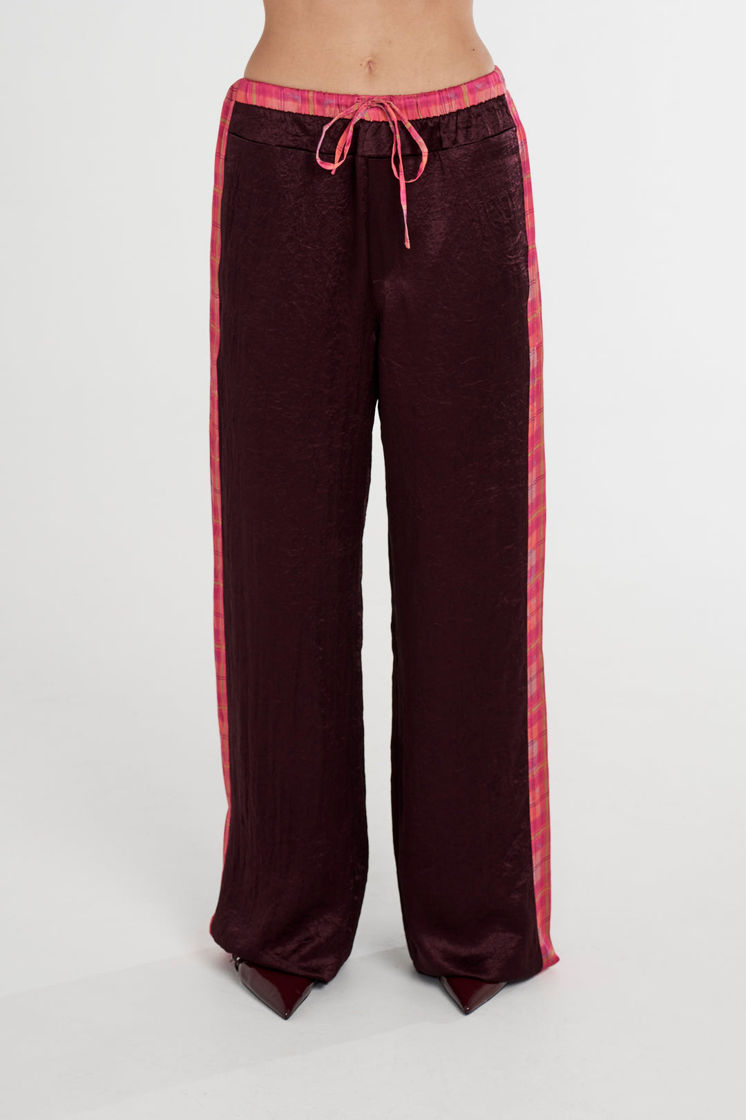 SUMMI SUMMI Womens Neon Plaid Boxer Pant - Plum, WOMENS PANTS, SUMMI SUMMI, Elwood 101
