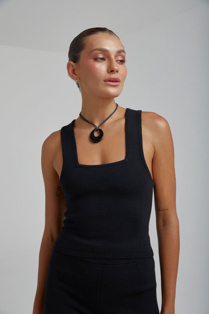 SUMMI SUMMI Womens Organic Cotton Knit Tank - Black, WOMENS TEES & TANKS, SUMMI SUMMI, Elwood 101