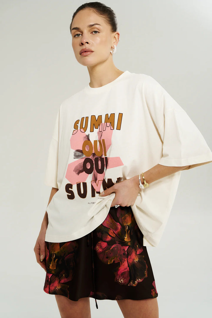 SUMMI SUMMI Womens Oui Oui Tee in Vintage White, WOMENS TEES & TANKS, SUMMI SUMMI, Elwood 101