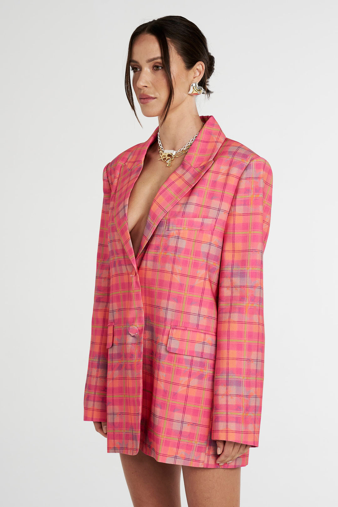 Pre Order SUMMI SUMMI Womens Oversized Blazer - Neon Plaid, WOMENS COATS & JACKETS, SUMMI SUMMI, Elwood 101