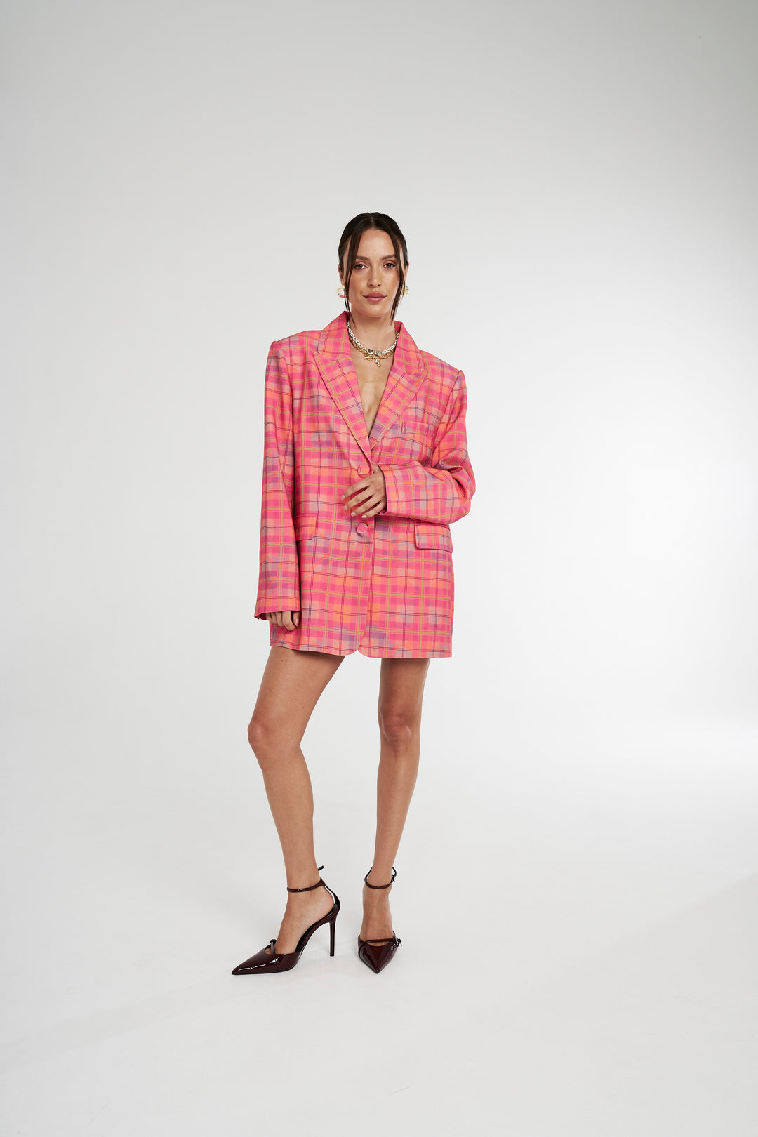 Pre Order SUMMI SUMMI Womens Oversized Blazer - Neon Plaid, WOMENS COATS & JACKETS, SUMMI SUMMI, Elwood 101