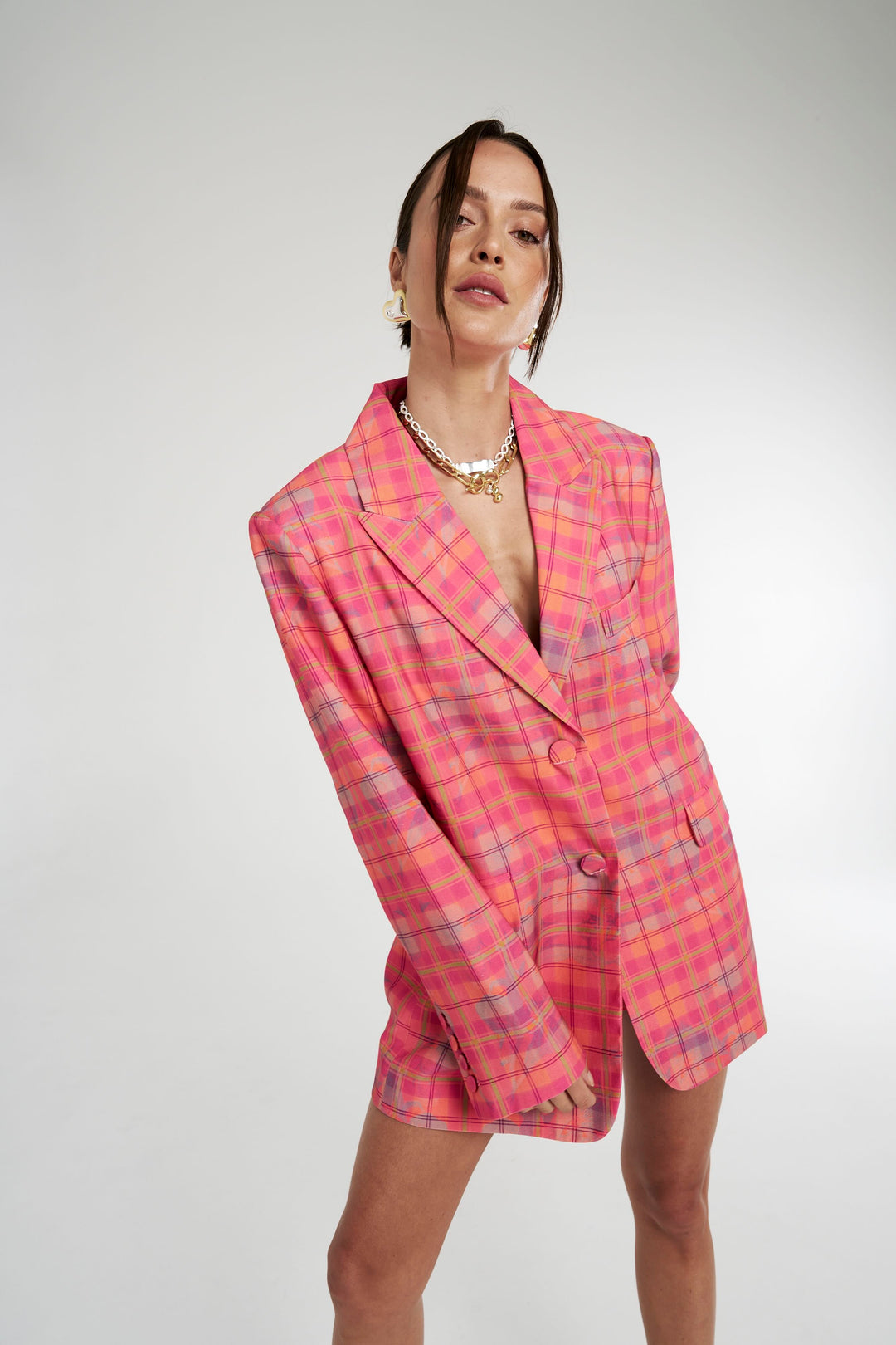 Pre Order SUMMI SUMMI Womens Oversized Blazer - Neon Plaid, WOMENS COATS & JACKETS, SUMMI SUMMI, Elwood 101