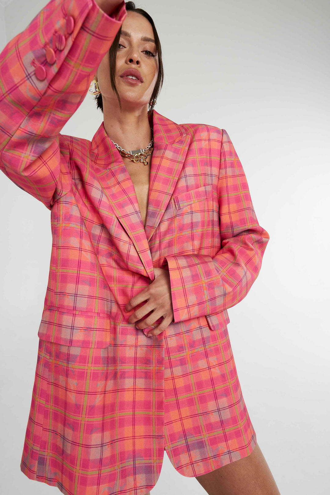 Pre Order SUMMI SUMMI Womens Oversized Blazer - Neon Plaid, WOMENS COATS & JACKETS, SUMMI SUMMI, Elwood 101