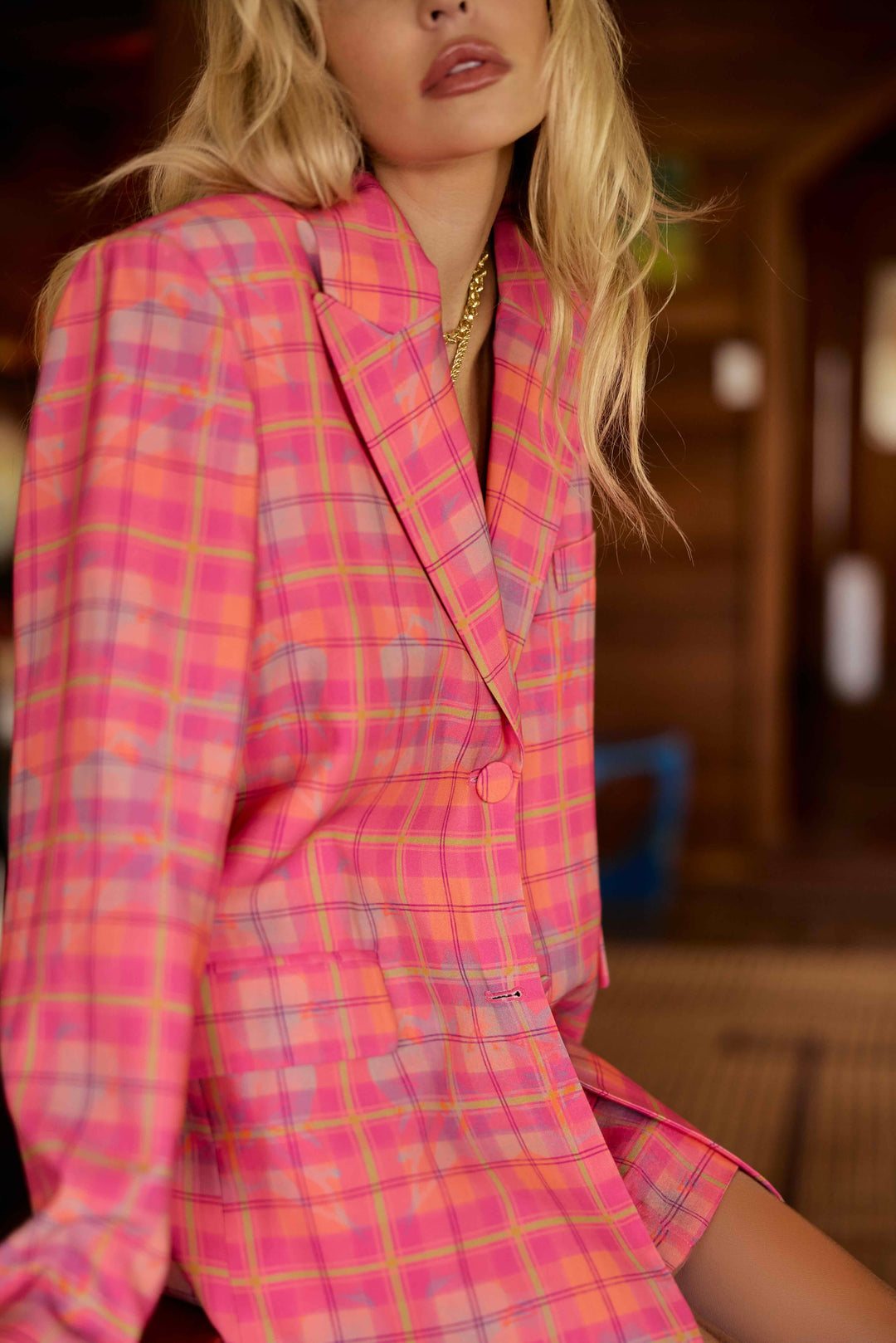 Pre Order SUMMI SUMMI Womens Oversized Blazer - Neon Plaid, WOMENS COATS & JACKETS, SUMMI SUMMI, Elwood 101
