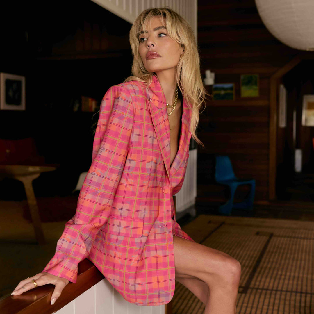 Pre Order SUMMI SUMMI Womens Oversized Blazer - Neon Plaid, WOMENS COATS & JACKETS, SUMMI SUMMI, Elwood 101