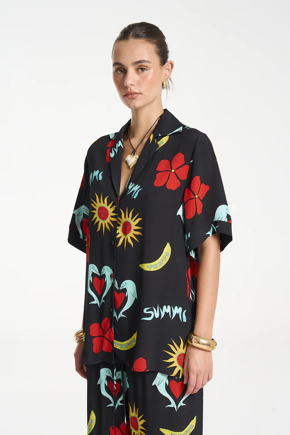 SUMMI SUMMI Womens Party Shirt in Troppo Night, WOMENS TOPS & SHIRTS, SUMMI SUMMI, Elwood 101