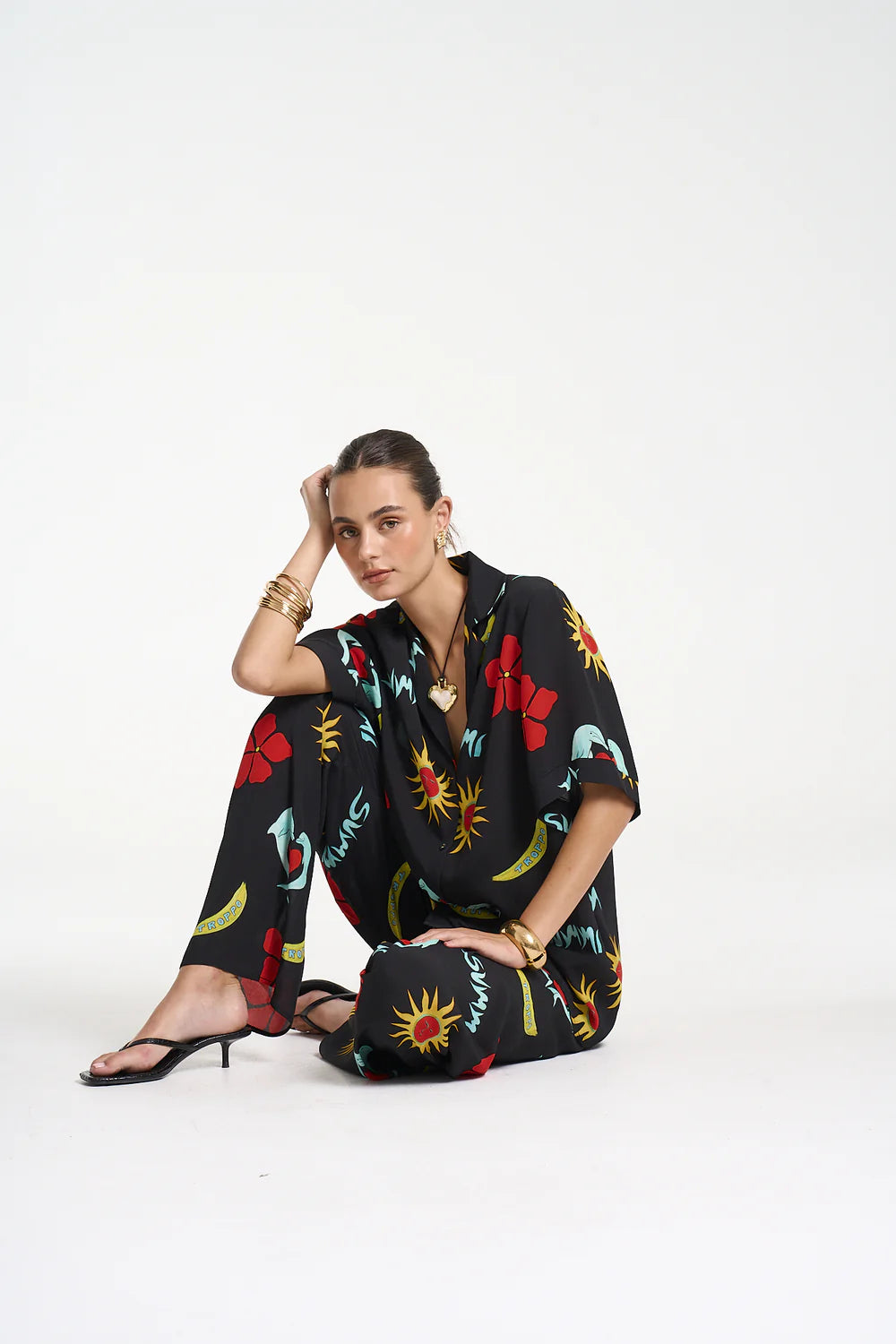 SUMMI SUMMI Womens Party Shirt in Troppo Night, WOMENS TOPS & SHIRTS, SUMMI SUMMI, Elwood 101