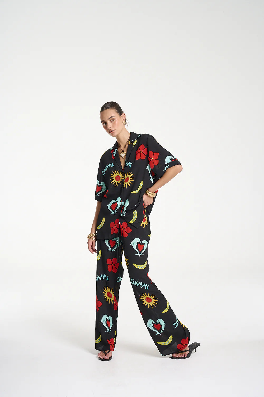 SUMMI SUMMI Womens Party Shirt in Troppo Night, WOMENS TOPS & SHIRTS, SUMMI SUMMI, Elwood 101