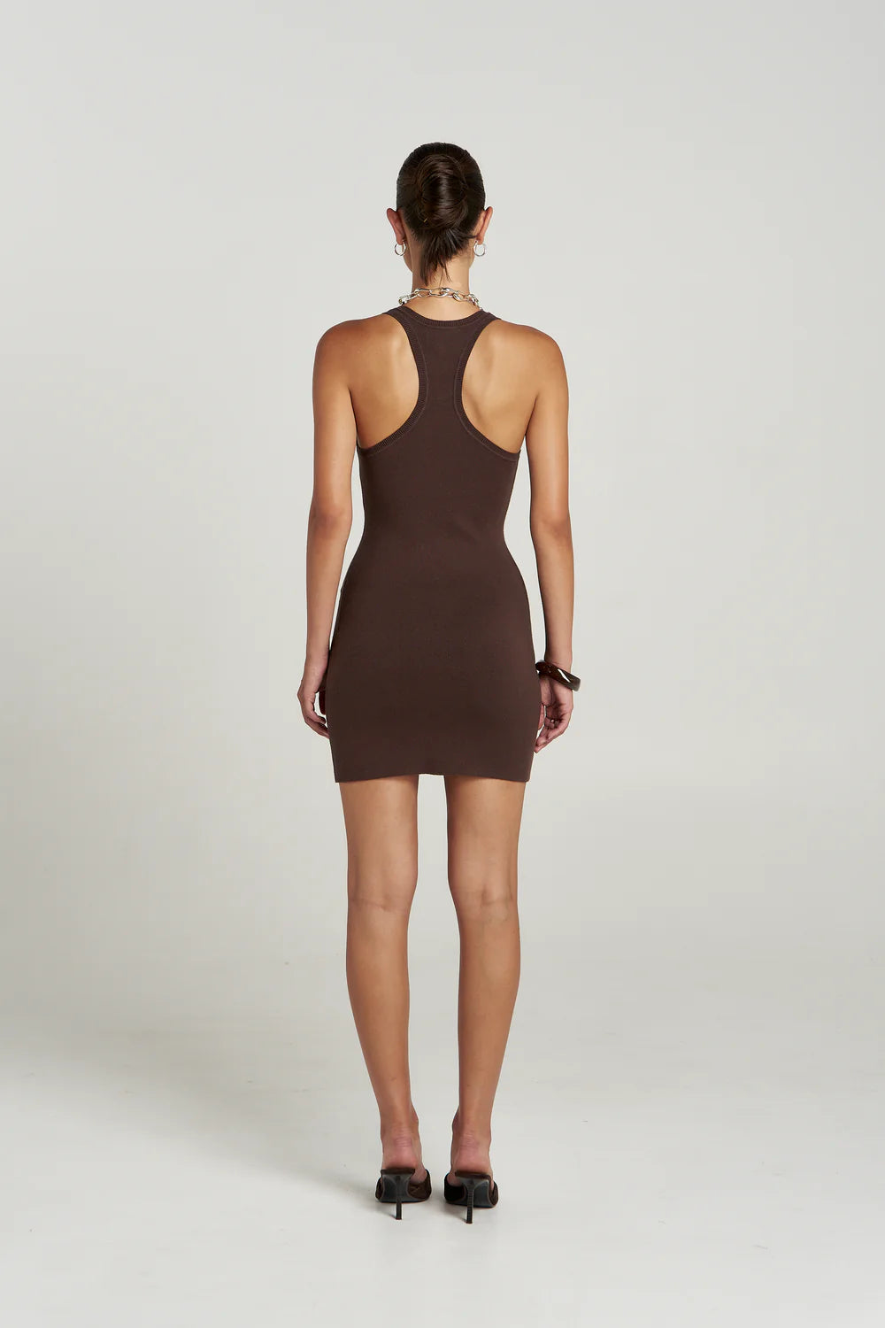SUMMI SUMMI Womens Phoebe Mini Dress in Espresso, WOMENS DRESSES, SUMMI SUMMI, Elwood 101
