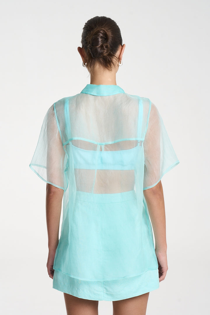 SUMMI SUMMI Womens Romeo Shirt in Aqua, WOMENS TOPS & SHIRTS, SUMMI SUMMI, Elwood 101