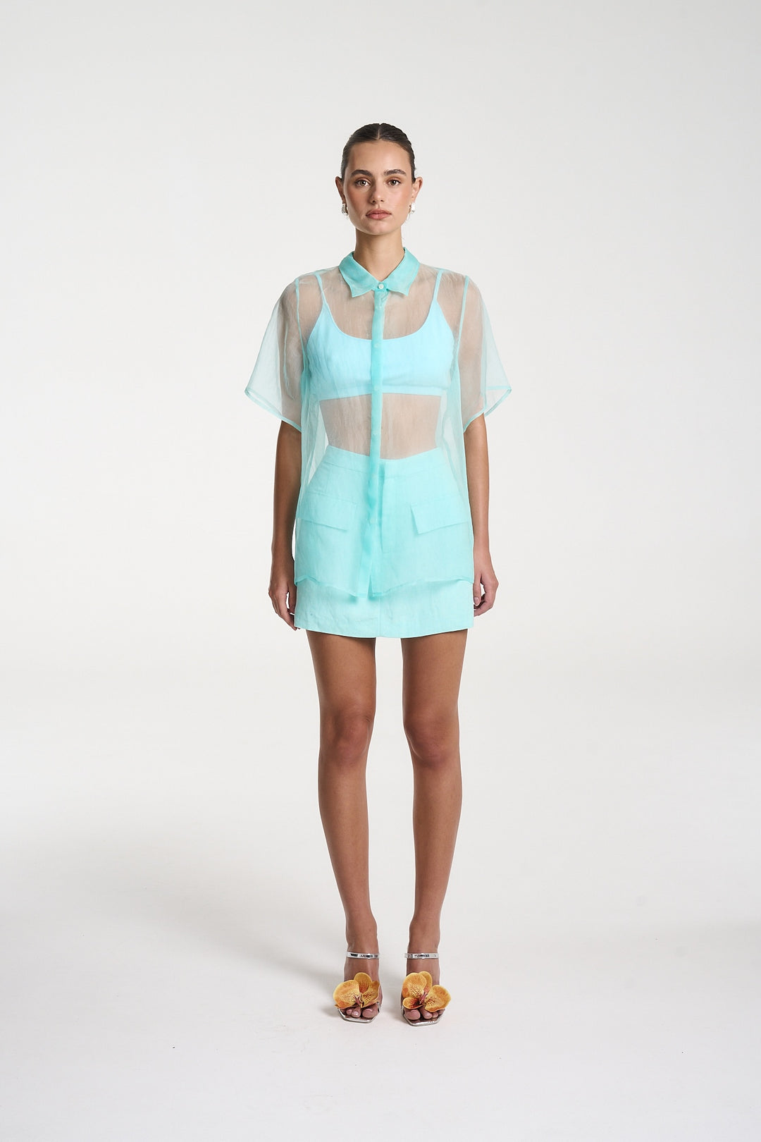 SUMMI SUMMI Womens Romeo Shirt in Aqua, WOMENS TOPS & SHIRTS, SUMMI SUMMI, Elwood 101
