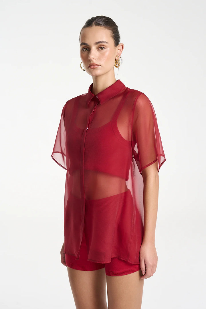 SUMMI SUMMI Womens Romeo Shirt in Carmine Red