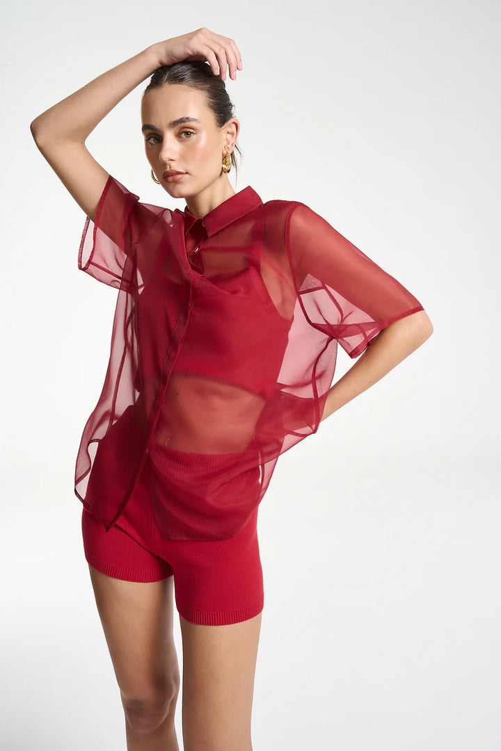 SUMMI SUMMI Womens Romeo Shirt in Carmine Red