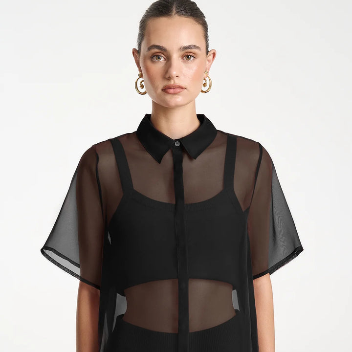 SUMMI SUMMI Womens Romeo Shirt in Midnight Black